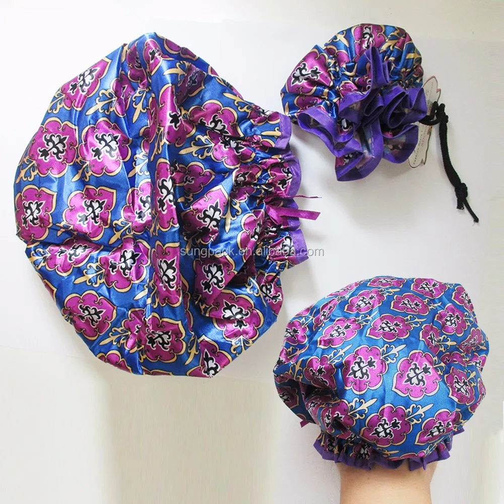 Extra Large Shower Caps For Women Adjustable Drawstring Elastic Band