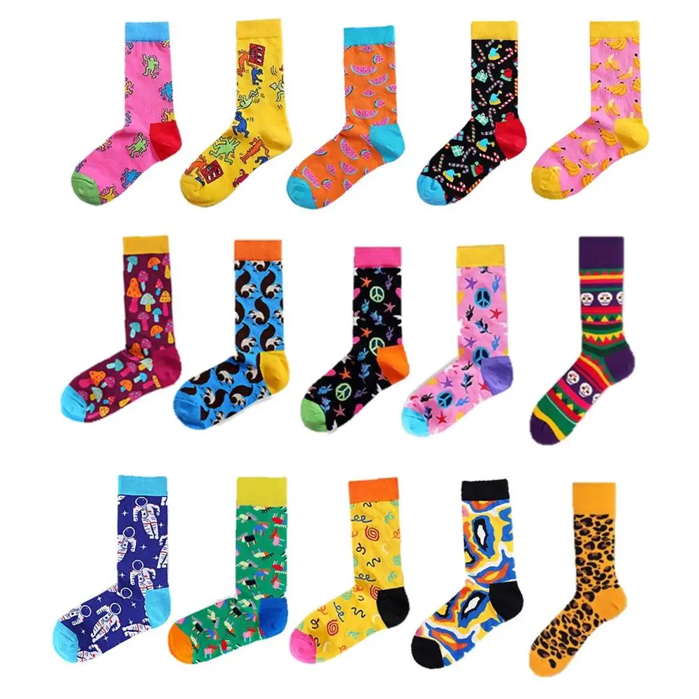 JY610 Popular trendy logo hip hop cartoon socks fashion skateboard sports happy socks