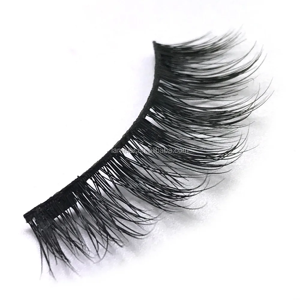 

sample free for wholesale half price 100% handmade 3d siberian mink magnetic eyelash with own logo, Black