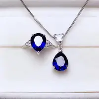 

hot sale blue star sapphire ring pendant necklace silver 925 gemstone jewelry set