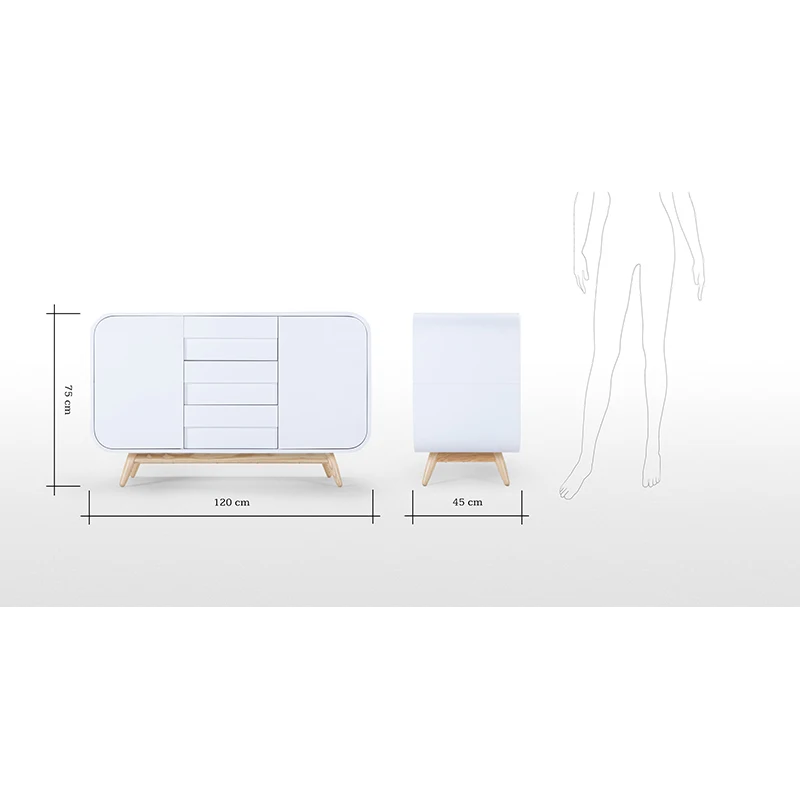 Scandinavian furniture white dining room side board cabinet