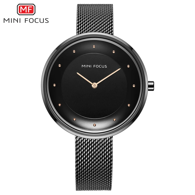 

MINI FOCUS 0179 L Big Dial Gold Ladies Watch Mesh Band Quartz Waterproof Clock Women