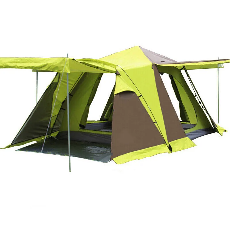 New Hot 4 Doors 2 Room Double Layer UV Protection 3-4 Person Waterproof Folding Pop Up Outdoor Large Big Family Camping Tent