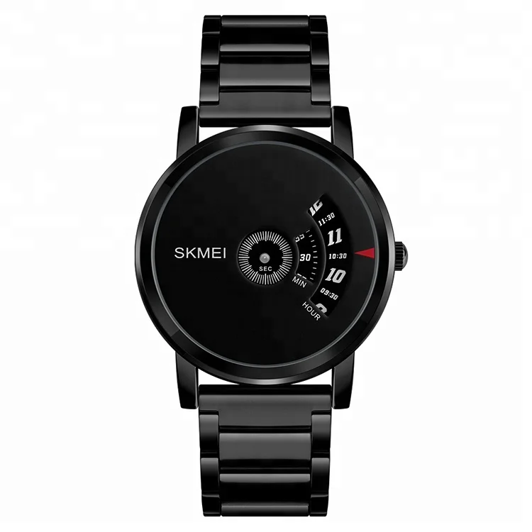 

Popular Skmei 1260 japan mov't quartz watch 3 atm water resist fashion watch stainless steel back watch, Black/ customized can be available