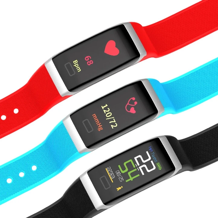 

IP68 Water Resistant Heart Rate Detection Blood Pressure Sports Tracking Fitness Tracker, Red;blue;black