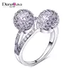 Unique Double Ball Wedding Party Pave Setting CZ Fashion Jewelry Ring for Women