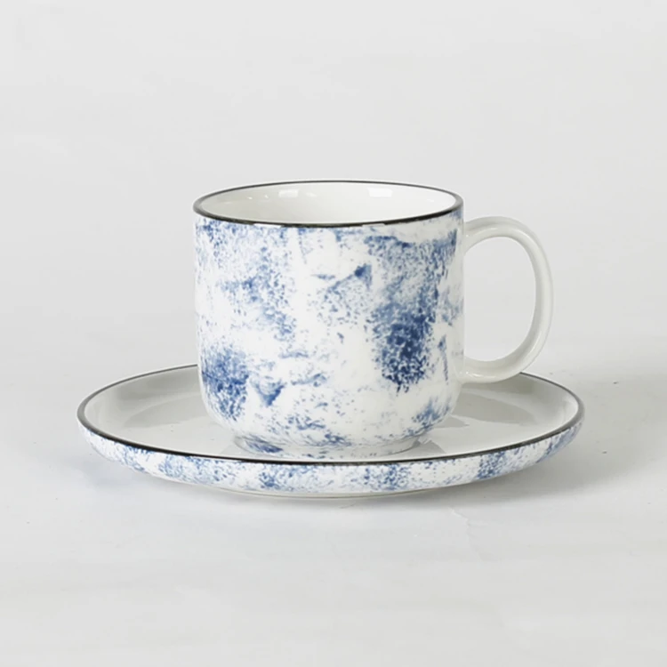 

Bulk dinnerware novelty 200 ml ceramic latte espresso coffee tea cups with saucer, Customized