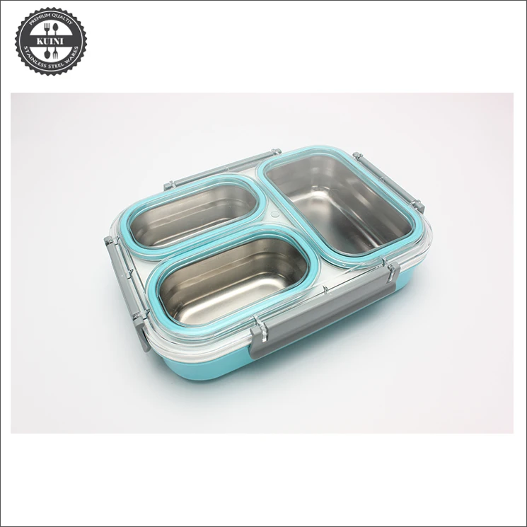 Stainless Steel Leakproof 3 Compartment Eco Friendly Food Container ...