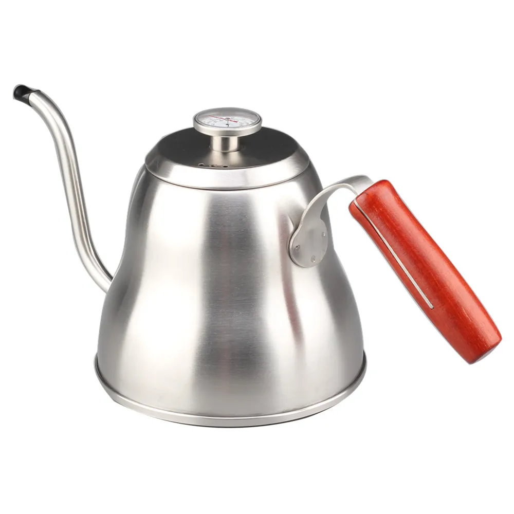 Pour Over Coffee Kettle Builtin Thermometer Gooseneck Spout Fitted Glass Lid Safe For