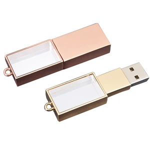 Wedding Gift Rose Gold Memorias Stick Crystal Glass USB Flash Drive