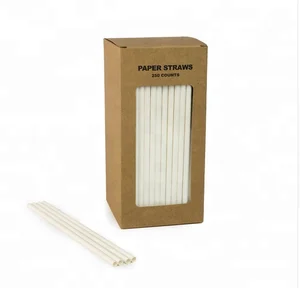 Image of Individual packed white paper straws restaurant paper straws package biodegradable FDA food grade