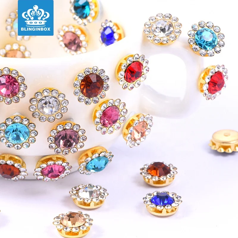 

Shine Golden Claw Flatback Decorative Sew On Rhinestones DIY Jewelry Crystal Rhinestones For Garment, 12 colors