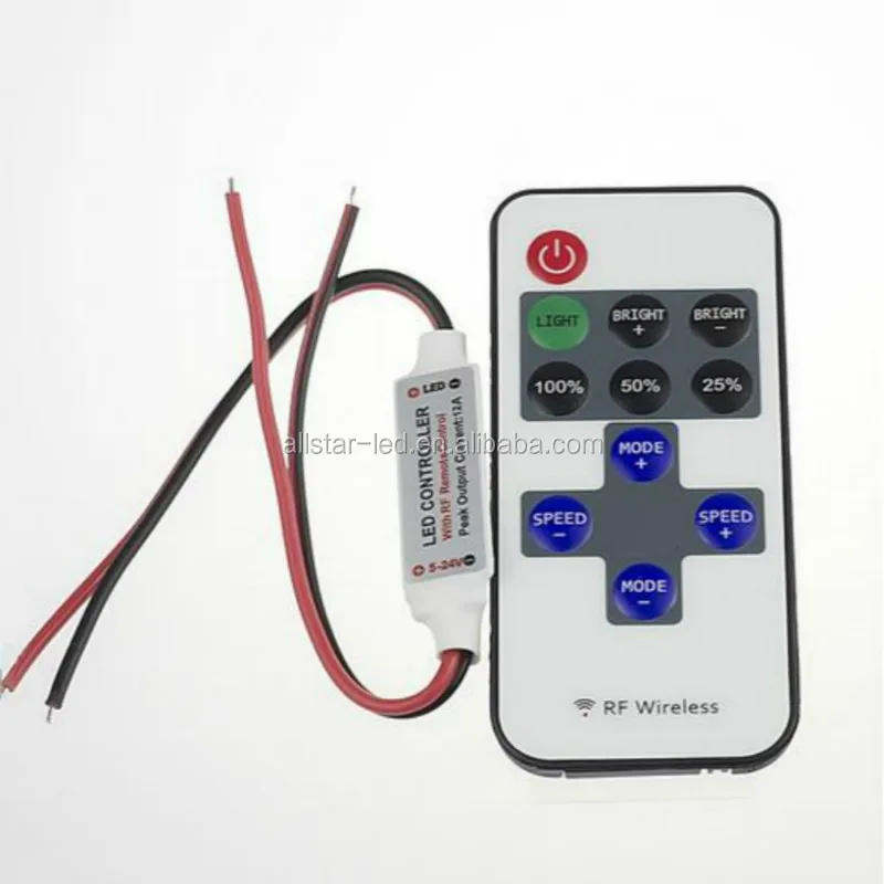 10 Keys RF Wireless Single Color Led Strip Dimmer DC 12V 10Keys Remote Controller For SMD 5050 2835 3014 5630 LED Strip Light