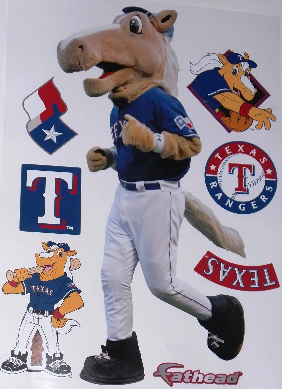 Texas Rangers Mascot FATHEAD Team Set of 7 Rangers Logo - Official MLB Vinyl Wall Graphics 17" INCH SHEET