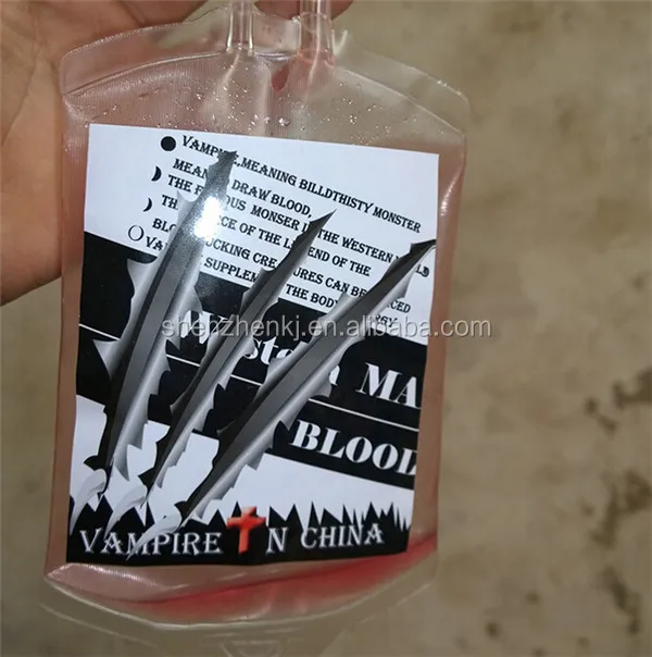 1Pc Reusable Blood Energy Drink Bag Halloween Pouch Props Vampire Cosplay S 
