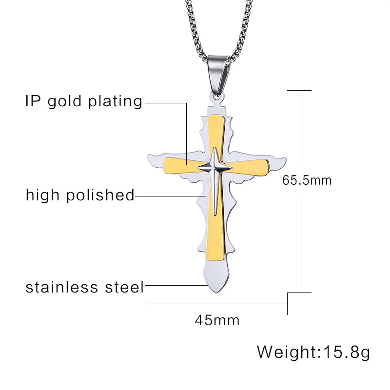 Vintage Catholic Cross Pendant Boutique Statement Necklaces Stainless Steel Religious Jewelry