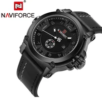 

NAVIFORCE 9099 Mens Watches Top Brand Luxury Sport Quartz-Watch Leather Strap Clock Men international wrist watch brands