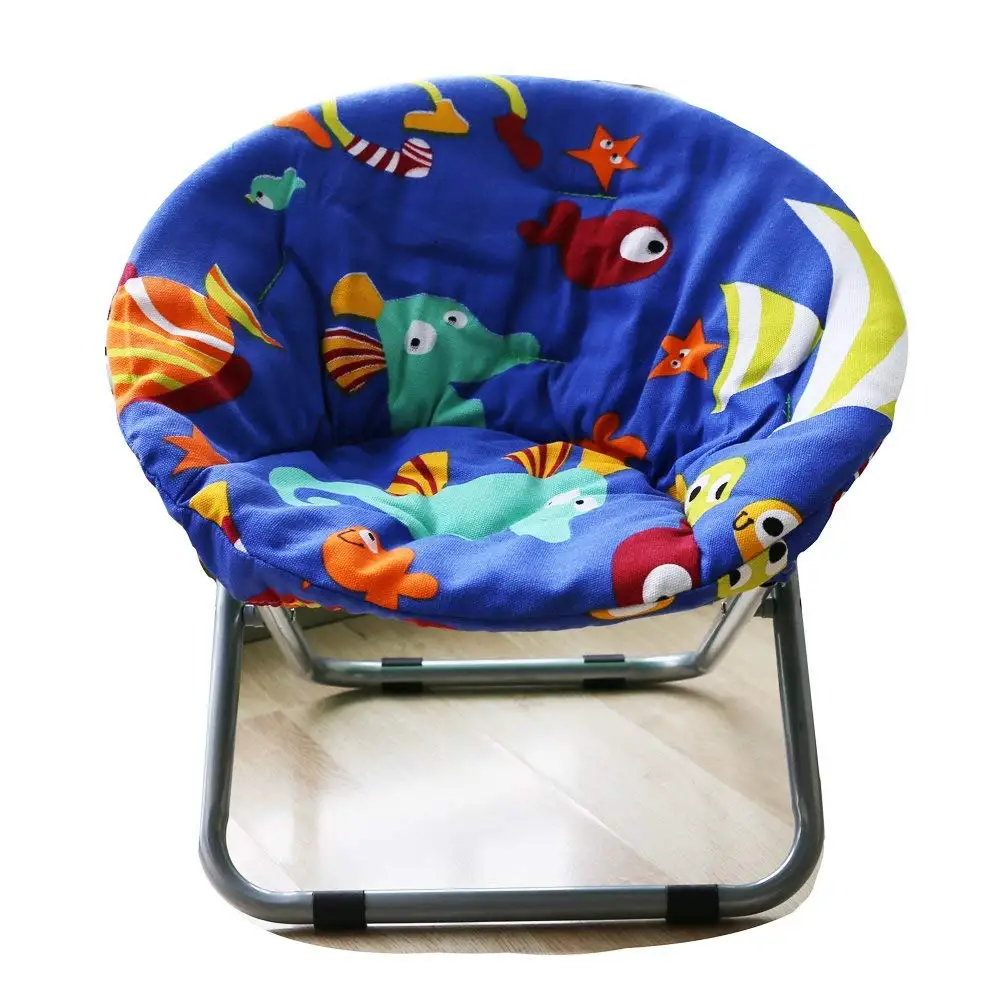 Folding Camping Moon Saucer Chair With Suede Pad Chair Comfortable Kids