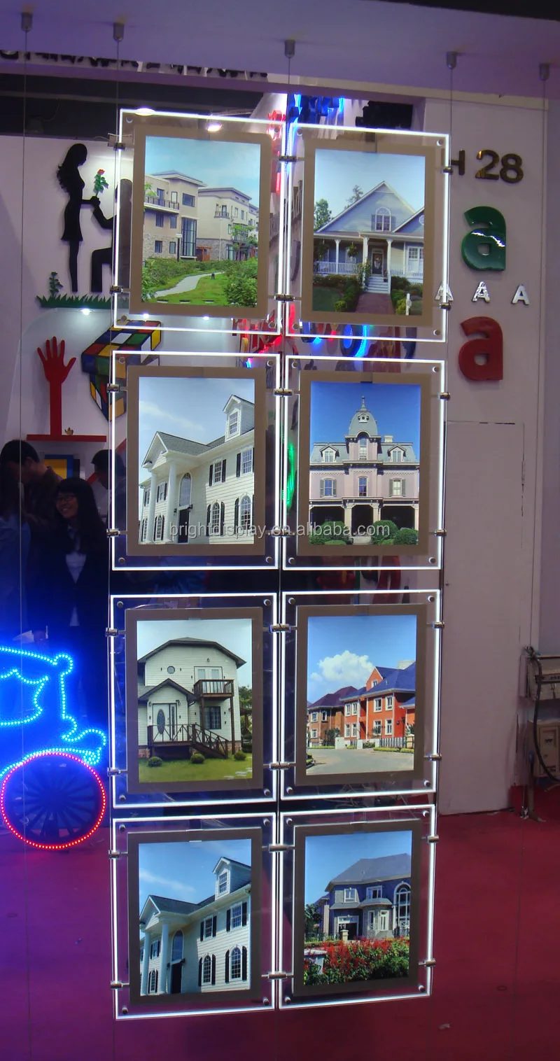 Real Estate Agent Led Window Display Advertising Slim Crystal Light Box