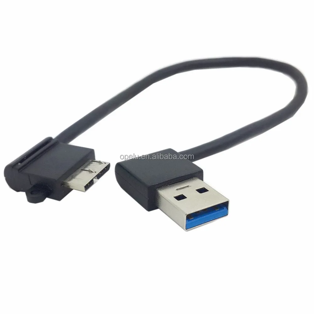 

90 Degree Right Angled USB 3.0 to Micro B Male Data Adapter Usb cable for Galaxy Note3 S5 SSD, Black