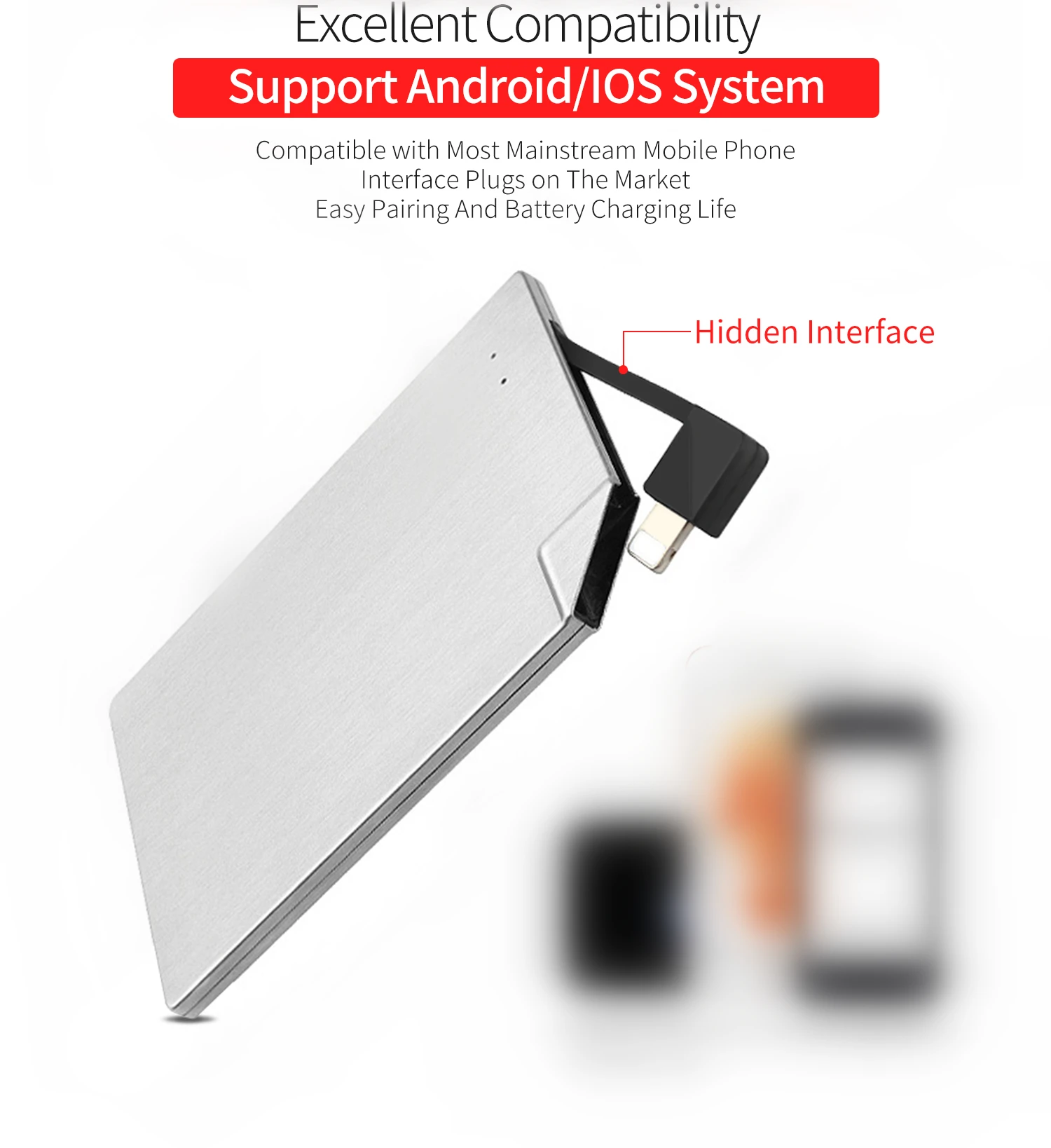 Ultra Slim Credit Card Fast Charging Mobile Power Bank For iPhone Android - ANKUX.COM