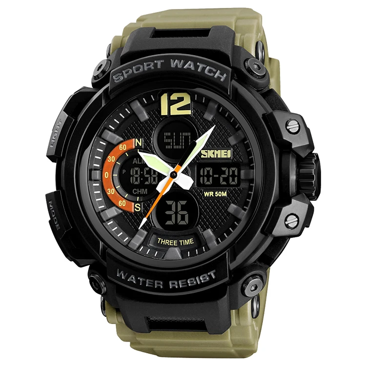 

skmei factory wholesale price chronograph LED waterproof custom brand digital watch sport wrist men watch, Blue, red, black, army green and khaki