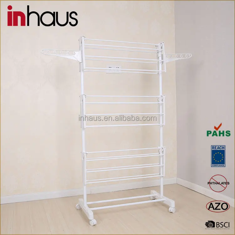 
3 tier folding hanging cloth drying rack space saving clothes hanging stand 