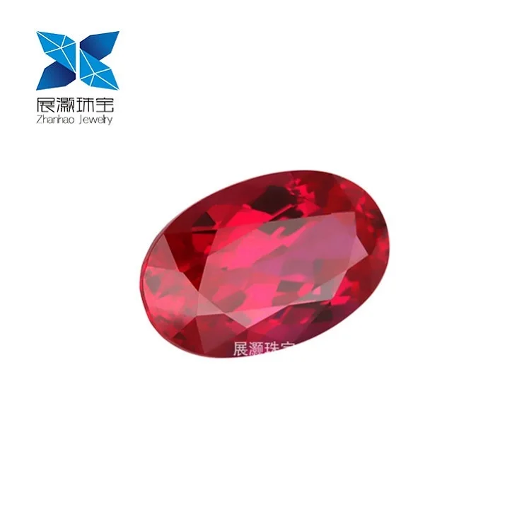 

Zhanhao Jewelry oval cut deep red blood wax-losing set high hardness unset lab created rough natural gem ruby stone