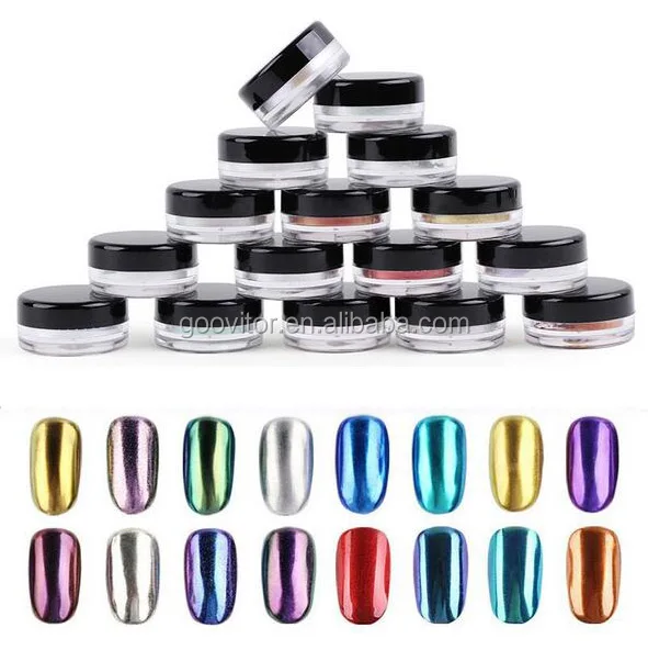 

1g Glitter Mirror Chrome Effect Dust Shimmer Powder Nail Color Acrylic Powder, 16 colors