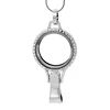 2019 New Design Photo Diameter 30mm Silver Color Glass Hing Live Lanyard Magnetic Openable Locket Pendant