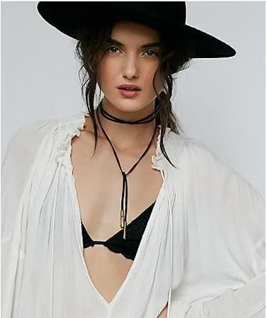 

Fashion Personality Accessories Black Lariat Wrap Necklace Sweater Chain Adjustable