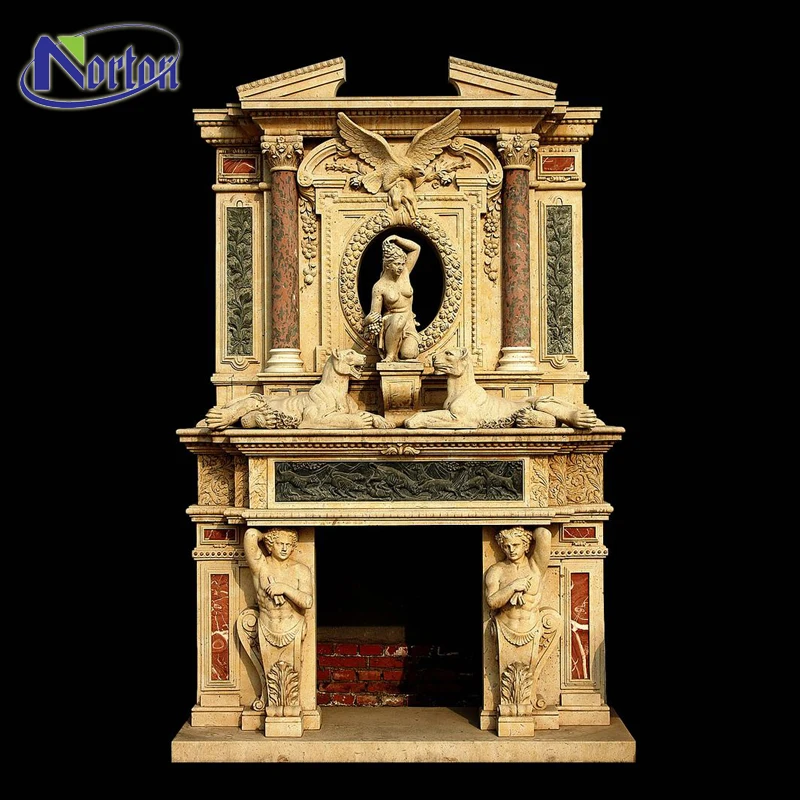 Large Home Outdoor Door Man Surround Stone Fireplace Ntmfi 094y