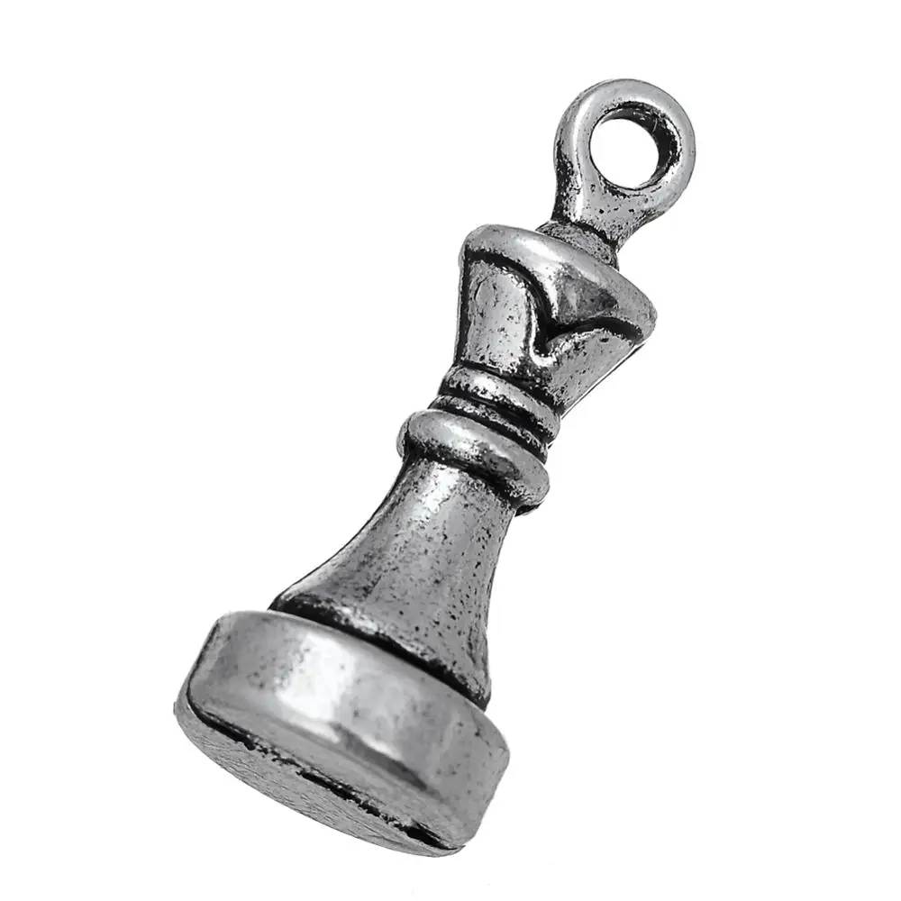 

Chesspiece Chessman Metal Alloy Pendant Silver Bracelet DIY Parts to Make Jewelry Accessories Piece Chess Charm, Antique silver