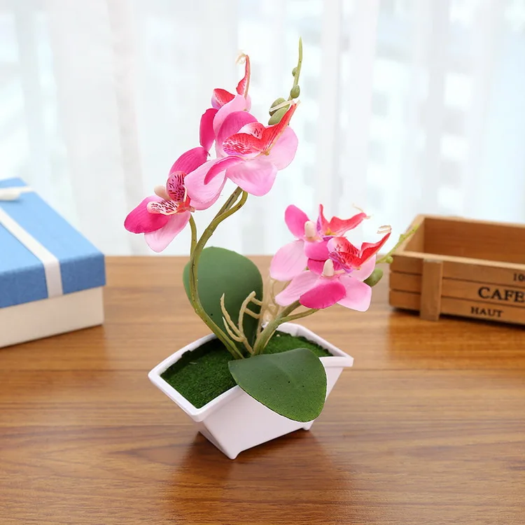 

Real Touch 100% safe silk cloth flower artificial butterfly orchid flowers with pot for indoor decoration