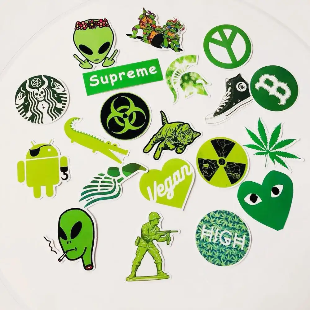 

2019 hot 20sheets best laptop green stickers for skateboard office iphone, Cmyk
