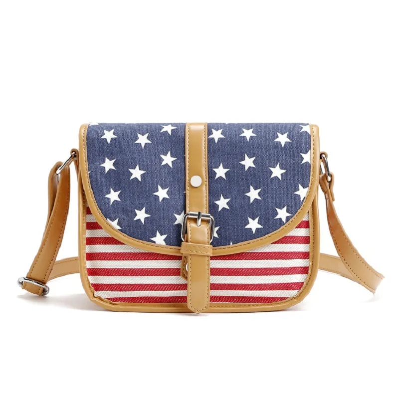 

Wholesale RTS Stars American Flag USA Fantasy Brief Diagonal Shoulder Bags Women Canvas Bag Clutch Ladies Designer Handbag, Red