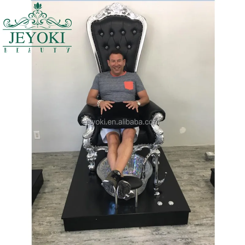Beauty salon black leather pedi spa massage chair/pedicure spa chair with glass bowl
