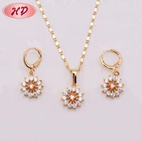 

Ladies 2 Gram Gold Necklace Earring Set With Flower Design