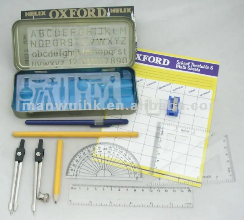 
A5003 14 Oxford Brand 14pcs Mathematical Set 