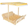 Outdoor kids sandbox with canopy wooden sandpit with two chair