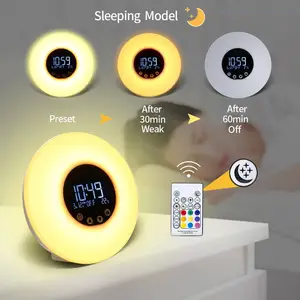 Image of Buluby Multifunctional LED wake up light sunrise alarm clock desktop Radio timetable clock wakeup light alarm Kid