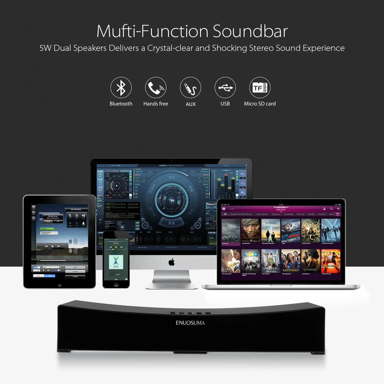 Wholesale Soundbar BT Home theater Karaoke 2.1 Channel Mini Soundbar for TV - ANKUX.COM