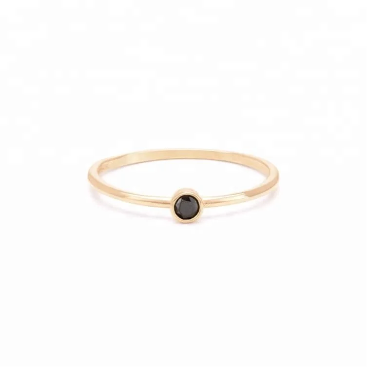 

925 silver jewelry minimalist black zircon stackable lucky stone rings