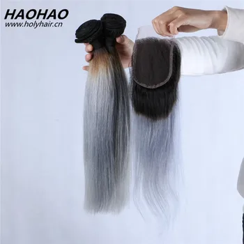 New Arrival Grey Remy Human Hair Weave 100percent Indian Remy
