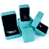 dongguan manufacturer custom T blue leather jewelry packaging box for jewelry sets