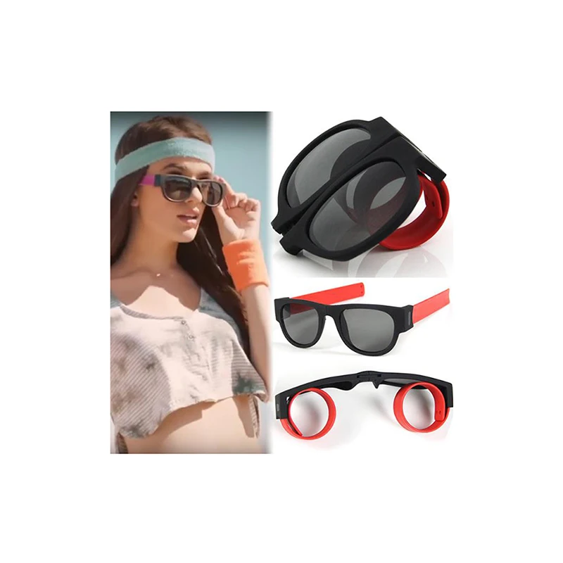 

2018 New Fashion Foldable Bracelet Glasses Collapsible Polarized Novelty Unisex Sunglasses UV400 Custom Logo Sports Sunglasses, 6 colors
