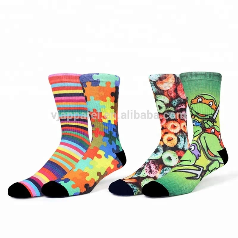 

Wholesale Men Crew Sublimation Printing Socks 200 needle count socks, 4colors