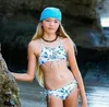 Custom Latest Green Leaves Printing micro two piece swimwear women