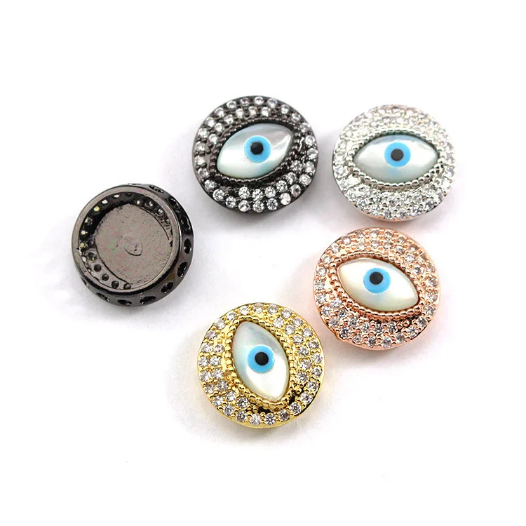 

CZ6952 Special cz micro pave evileye beads,cubic zirconia white cz diamond finding charm for bracelet jewelry