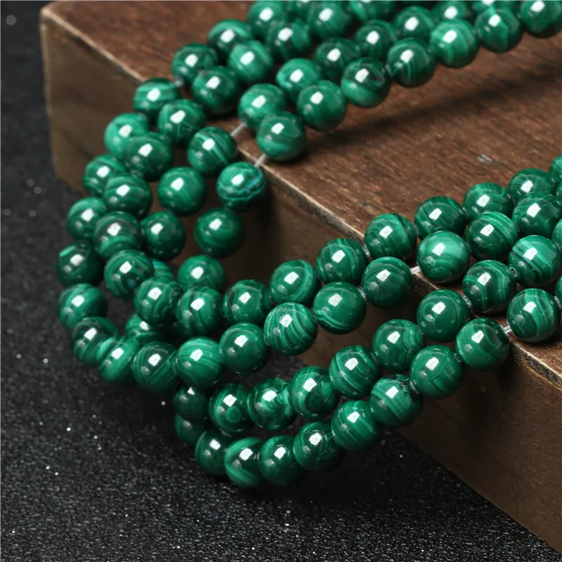 

Wholesale Natural AAA Green Malachite Gemstone Loose Beads For Jewelry Making, Malachite green